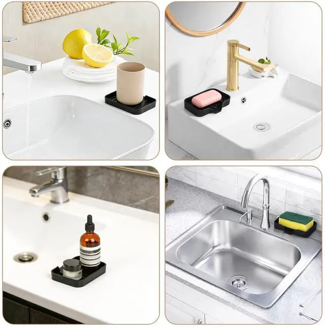 Alt view image 2 of 7 - 2-Pack Silicone Self-Draining Soap Dish - Anti-Slip Bar Soap Holder for Shower, Bathroom & Kitchen