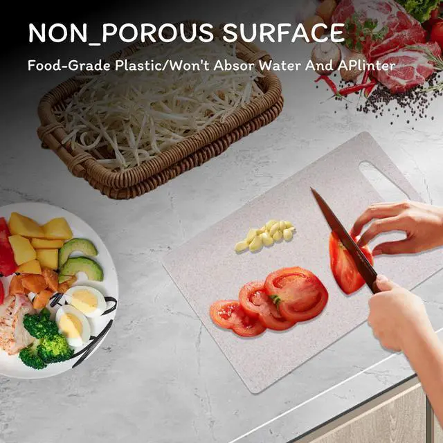 Alt view image 4 of 6 - Wheat Straw Fiber Cutting Board 10x6.3-Inch, Dishwasher Safe, with Juice Grooves for Meat and Veggies, Easy Grip Handle, Non-Slip, Eco-Friendly Serveware
