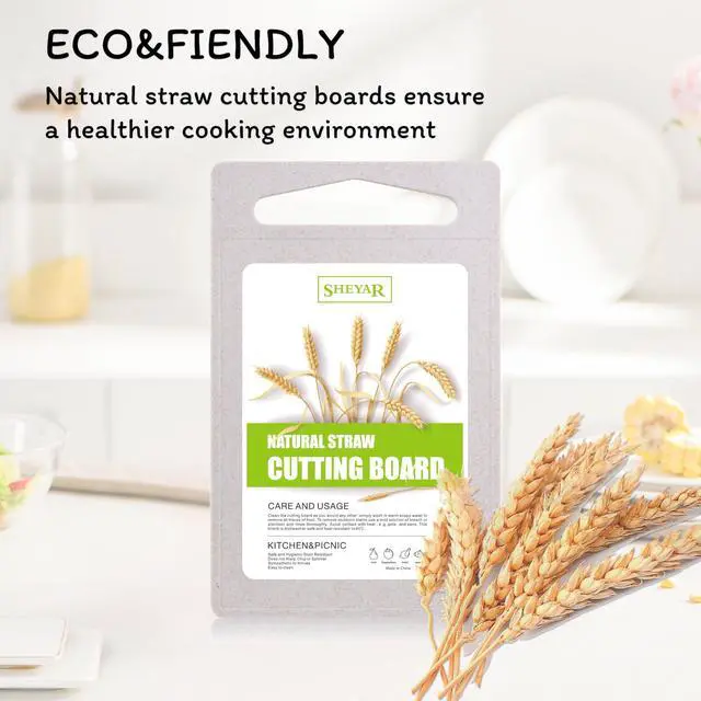 Alt view image 2 of 6 - Wheat Straw Fiber Cutting Board 10x6.3-Inch, Dishwasher Safe, with Juice Grooves for Meat and Veggies, Easy Grip Handle, Non-Slip, Eco-Friendly Serveware