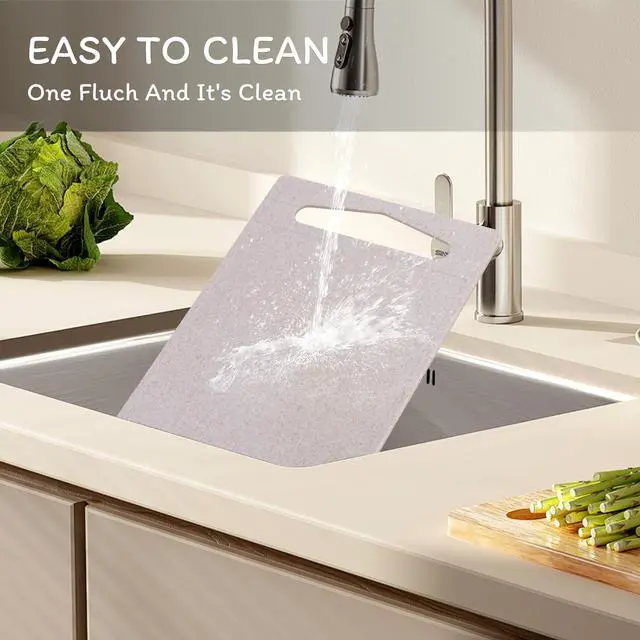 Alt view image 5 of 6 - Wheat Straw Fiber Cutting Board 10x6.3-Inch, Dishwasher Safe, with Juice Grooves for Meat and Veggies, Easy Grip Handle, Non-Slip, Eco-Friendly Serveware