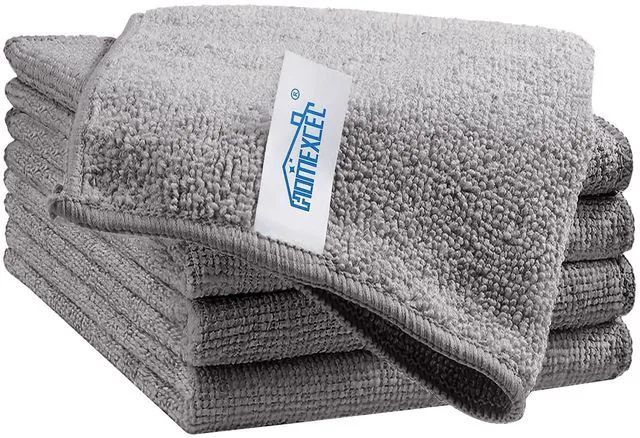 Main image of HOMEXCEL Grey Microfiber Cleaning Rags 5 Pack, 11.5 X 11.5 Inch Highly Absorbent Lint Free Scratch-Free Reusable Towels for Kitchen, House, Window, Glass, Cars