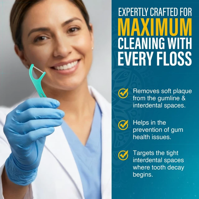 Alt view image 2 of 6 - GuruNanda Dual Slickers Floss Picks, Double Threaded Dyneema Dental Floss with Foldable Toothpick, Unflavored, 150 Ct
