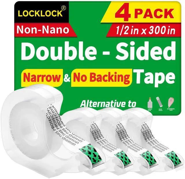 Main image of Double Sided Tape, Light Duty Permanent, with Dispenser, Translucent, 1/2 x 300 Inches, 4 Pack, for Crafts, Arts, Gift Wrapping, Office School Supplies