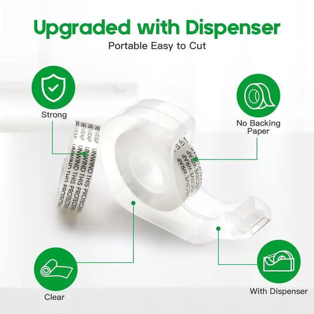 Alt view image 3 of 7 - Double Sided Tape, Light Duty Permanent, with Dispenser, Translucent, 1/2 x 300 Inches, 4 Pack, for Crafts, Arts, Gift Wrapping, Office School Supplies