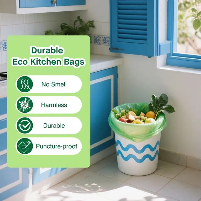 Alt view image 4 of 7 - 4 Gallon Small Trash Bags 120 Count, Compost Waste Bag Strong Trash Can Liners Unscented, Green, for Bathroom Kitchen Bedroom Office