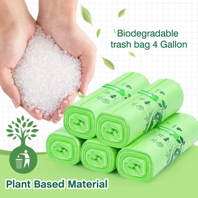 Alt view image 2 of 7 - 4 Gallon Small Trash Bags 120 Count, Compost Waste Bag Strong Trash Can Liners Unscented, Green, for Bathroom Kitchen Bedroom Office