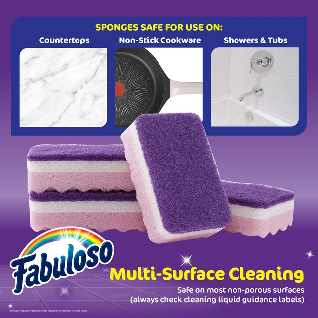 Alt view image 6 of 6 - Fabuloso Scratch-Free Kitchen Dish Sponges, Purple, 4 Count