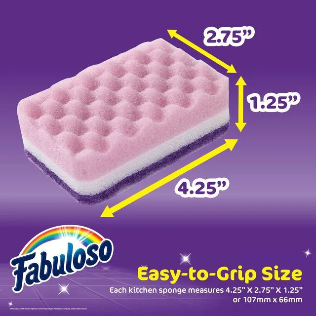 Alt view image 5 of 6 - Fabuloso Scratch-Free Kitchen Dish Sponges, Purple, 4 Count