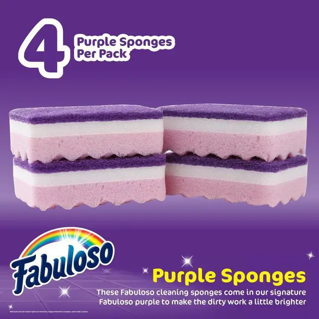 Alt view image 4 of 6 - Fabuloso Scratch-Free Kitchen Dish Sponges, Purple, 4 Count