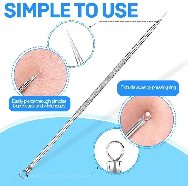 Alt view image 2 of 6 - Teenitor Surgical Grade 2-in-1 Blackhead Comedone Extractor Tool for Face Nose Silver