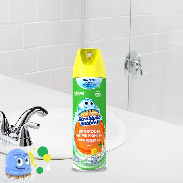 Alt view image 2 of 6 - Scrubbing Bubbles Bathroom and Shower Cleaner Aerosol, Foaming Action, Citrus Scent, 20oz (Pack of 1)