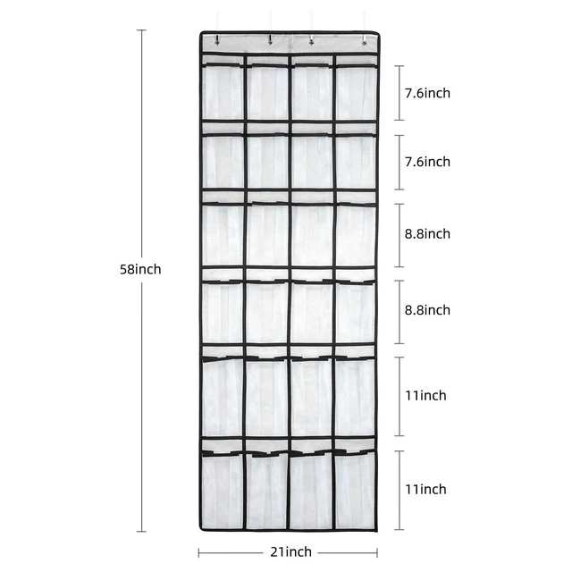 Alt view image 2 of 6 - SAVERHO 24 Mesh Large Pockets Over the Door Shoe Organizer, Hanging Shoe Storage Bag for Men Women Kids, White