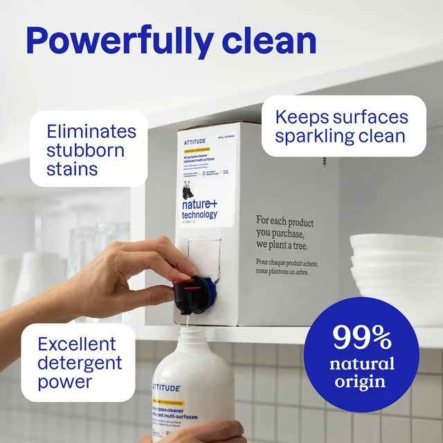 Alt view image 5 of 6 - ATTITUDE All Purpose Cleaner Spray, 27.1 Fl Oz, EWG Verified, Vegan, 94% Plant-Based, Streak-Free, Unscented, for Kitchen, Bathroom, Glass & More