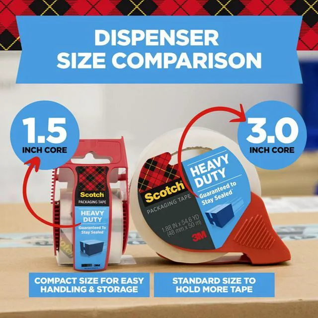 Alt view image 3 of 7 - Scotch Heavy Duty Packing Tape with Dispenser, 1.88in x 800in