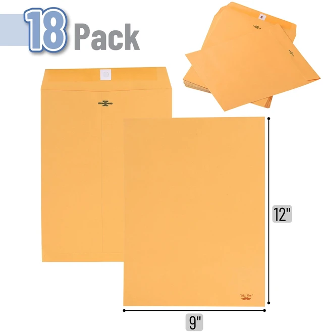 Alt view image 5 of 6 - Mr. Pen Clasp Envelopes, 18 Pack, 9x12 Inches, Brown Kraft