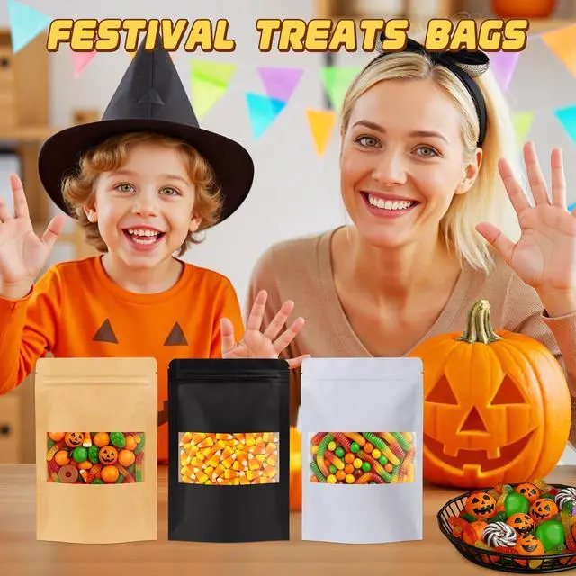 Alt view image 6 of 6 - JETMORE 50 Pack Treat Bags, Cookie Bags with Window, Spice Bags, 4.7x7.9in