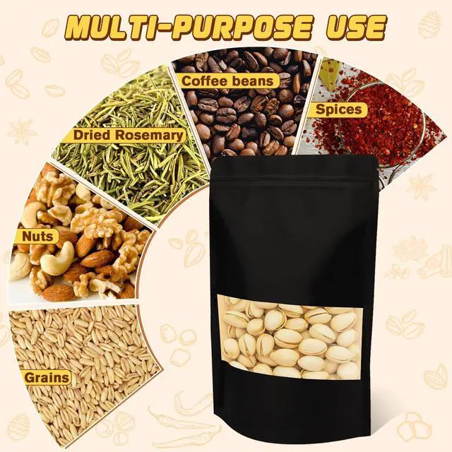 Alt view image 2 of 6 - JETMORE 50 Pack Treat Bags, Cookie Bags with Window, Spice Bags, 4.7x7.9in