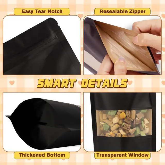 Alt view image 4 of 6 - JETMORE 50 Pack Treat Bags, Cookie Bags with Window, Spice Bags, 4.7x7.9in