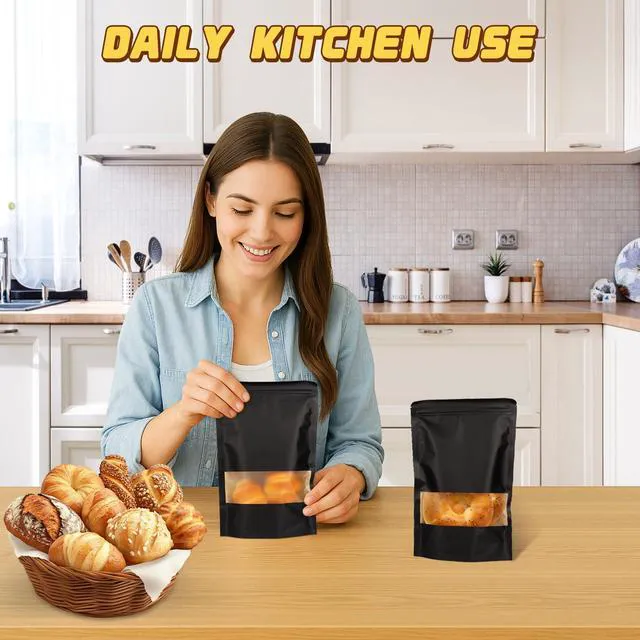 Alt view image 3 of 6 - JETMORE 50 Pack Treat Bags, Cookie Bags with Window, Spice Bags, 4.7x7.9in