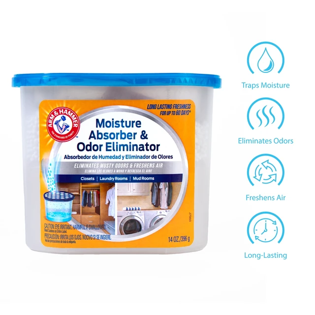 Alt view image 4 of 7 - Arm & Hammer Moisture Absorber Tub, Fragrance Free Desiccant, 14oz