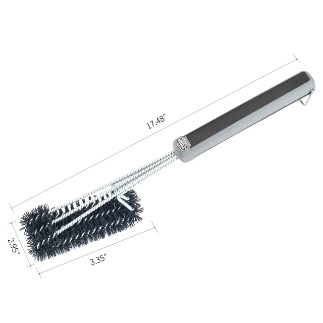 Alt view image 5 of 7 - Expert Grill 3-Head Grill Brush, Stainless Steel and Nylon, Gray