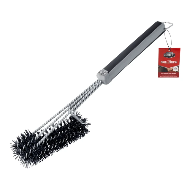 Alt view image 4 of 7 - Expert Grill 3-Head Grill Brush, Stainless Steel and Nylon, Gray