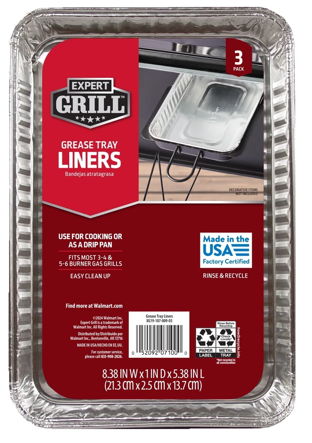 Alt view image 5 of 7 - Expert Grill Aluminum Grease Liner Pan 5 Pack