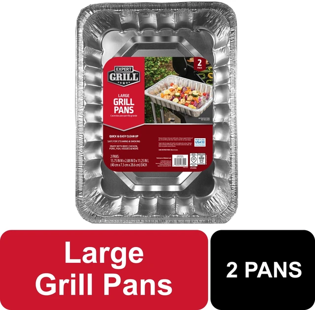 Main image of Expert Grill 15.75" x 11.25" Large Aluminum Foil Grill Pan, 2 Count