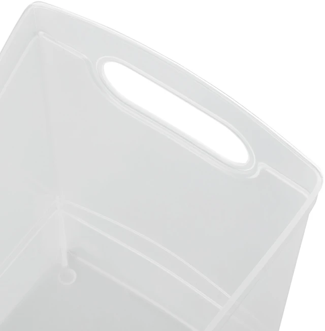 Alt view image 2 of 6 - Mainstays 12 Qt Clear Plastic Storage Bin with Carrying Handles, Narrow Rectangular Organizer for Pantry, Closet, Cabinet and Shelf Storage