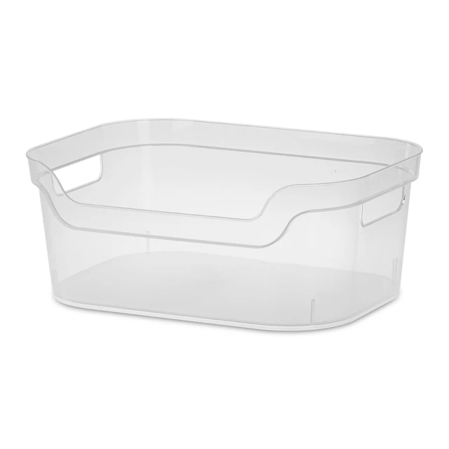Alt view image 4 of 6 - Mainstays Medium Open Bin, Clear Plastic, Scoop-Front Storage Bin (2-Pack)