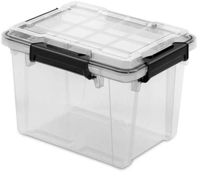Main image of Sterilite Small Gasket Box 19 Quart IP68 Waterproof Clear Plastic Storage Bin with Lid, Gasket Seal and Durable Latches, Black