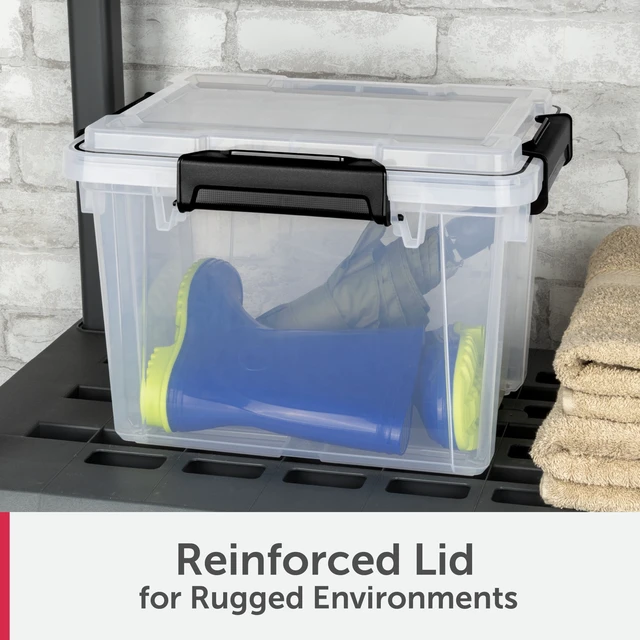 Alt view image 6 of 6 - Sterilite Small Gasket Box 19 Quart IP68 Waterproof Clear Plastic Storage Bin with Lid, Gasket Seal and Durable Latches, Black