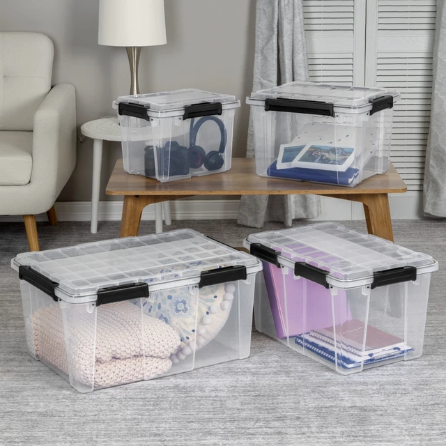 Alt view image 2 of 6 - Sterilite Small Gasket Box 19 Quart IP68 Waterproof Clear Plastic Storage Bin with Lid, Gasket Seal and Durable Latches, Black