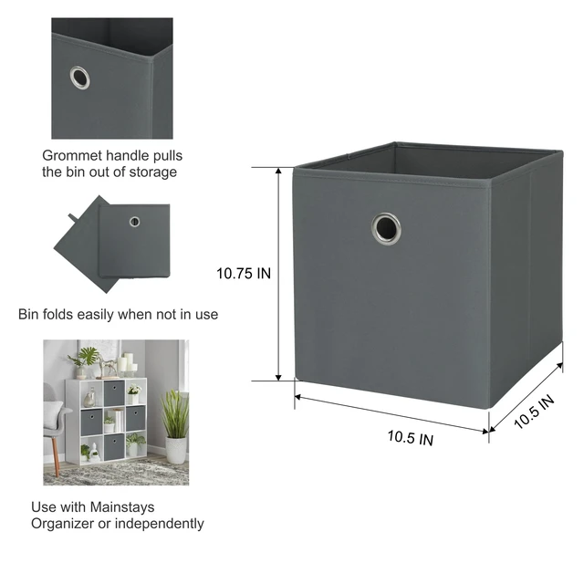 Alt view image 2 of 6 - Mainstays Collapsible Fabric Cube Storage Bin, Soothing Grey
