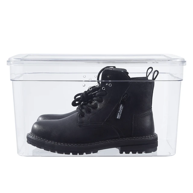 Alt view image 3 of 6 - Mainstays Extra Tall Clear Glossy Plastic Shoe Box with Lid