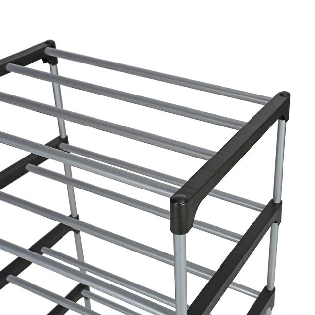 Alt view image 3 of 6 - Mainstays 4-Tier Shoe Rack, Black and Silver, 8-Pair Capacity, Metal Tubes and Plastic Connectors