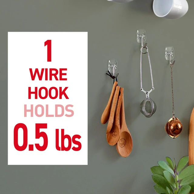 Alt view image 6 of 6 - Command Small Wire Toggle Hooks, Clear, Damage Free Decorating, Four Hooks