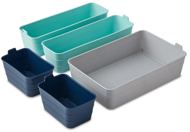Alt view image 5 of 6 - Mainstays 5-Piece Flexible Plastic Drawer Organizer Set, Assorted Colors