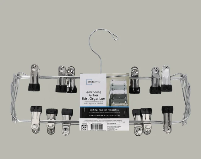 Alt view image 3 of 6 - Mainstays 6-Tier Space-Saving Chrome Metal Pant & Skirt Hanger