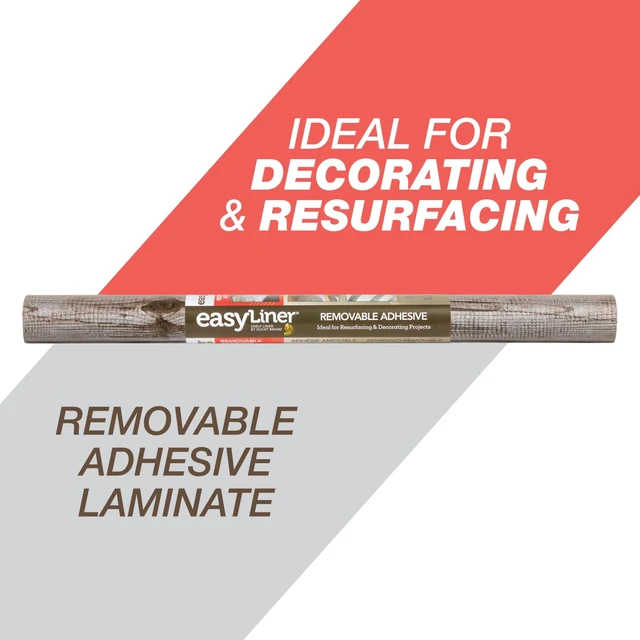 Main image of EasyLiner Removable Adhesive Shelf Liner, Weathered Wood 20" x 15' Roll