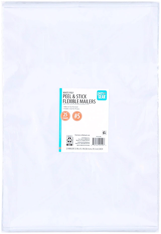 Main image of Pen+Gear Self-Seal Poly Mailers 12x15.5in White 25-Count #5