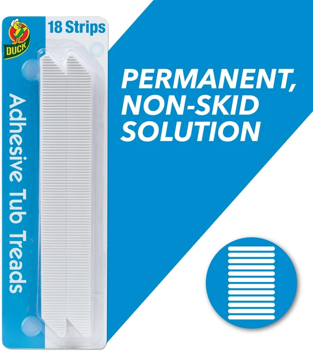 Main image of Duck Brand 8.75" x 0.75" Adhesive Bathtub Treads, White, (18 Count)
