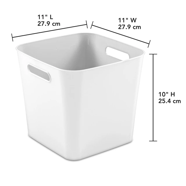 Alt view image 4 of 6 - Mainstays Cube Bin Open Plastic Storage Container with Handles, White