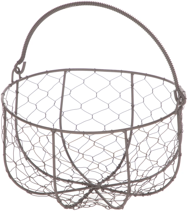 Main image of Mainstays Brown Chicken Wire Storage Basket with Moveable Handle, 4.5in H x 8.375in D