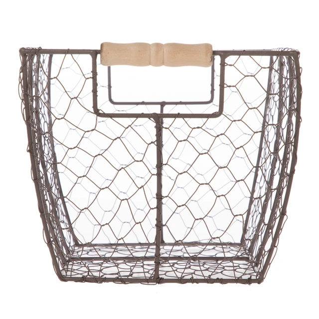 Alt view image 3 of 6 - Mainstays Decorative Chicken Wire Basket with Wood Handles, Brown, 12.2in x 8in x 7.28in