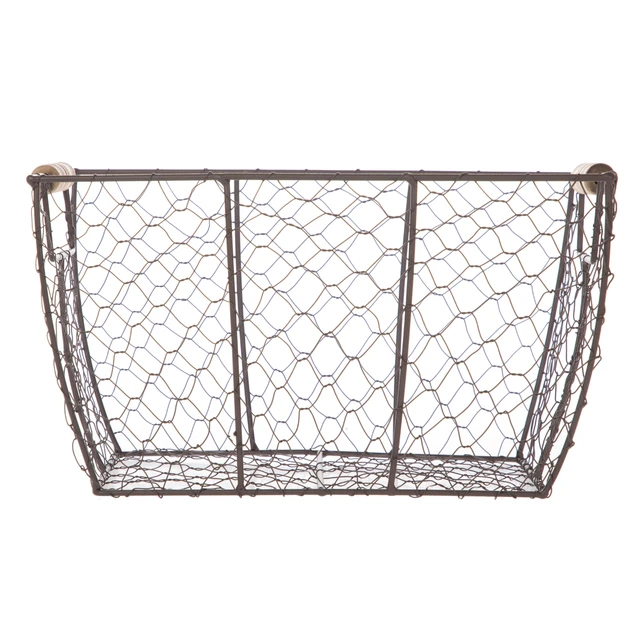 Alt view image 6 of 6 - Mainstays Decorative Chicken Wire Basket with Wood Handles, Brown, 12.2in x 8in x 7.28in