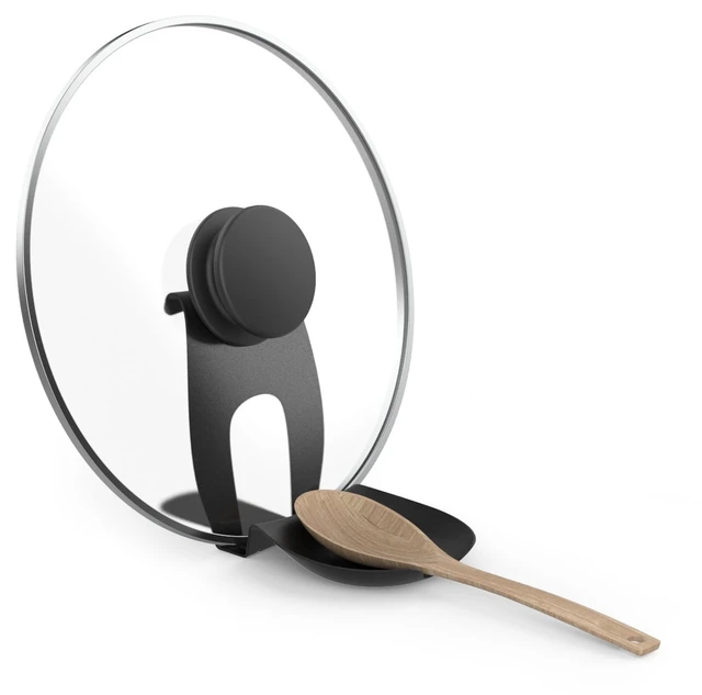 Alt view image 3 of 4 - Mainstays Black Metal Spoon Rest and Pot Lid Holder for Kitchen Stove Top Utensil Rack