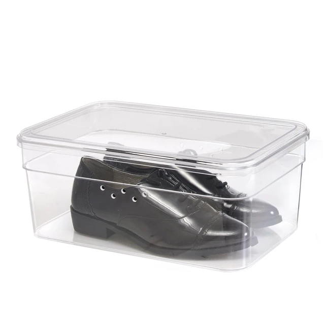 Alt view image 6 of 6 - Mainstays Clear Glossy Plastic Small Shoe Box with Lid