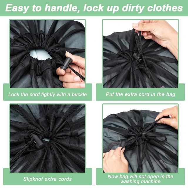 Alt view image 7 of 7 - 2 Pack Mesh Travel Laundry Bag 24" x 36" Extra Large Dirty Clothes Organizer