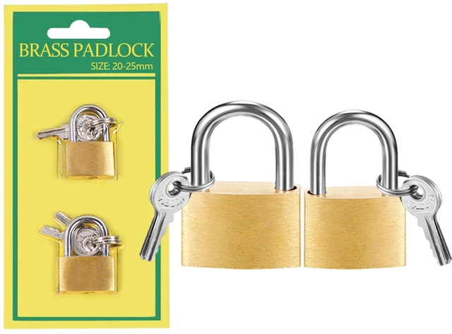 Main image of 2Pcs Mini Solid Brass Locks with Keys, 20mm + 25mm, for Luggage, Backpack, Gym Locker, Jewelry Box